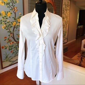 BASLER ESCADA Ivory Blouse Top Ruffled NWT size 4